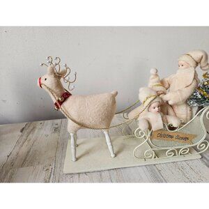 Vintage reindeer sleigh children‎ sparkle glitter shabby chic Xmas decor large